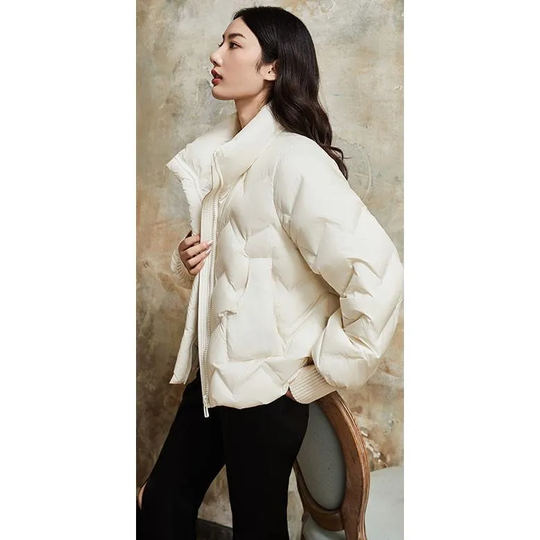 Cropped Puffa Quilted Down Jacket