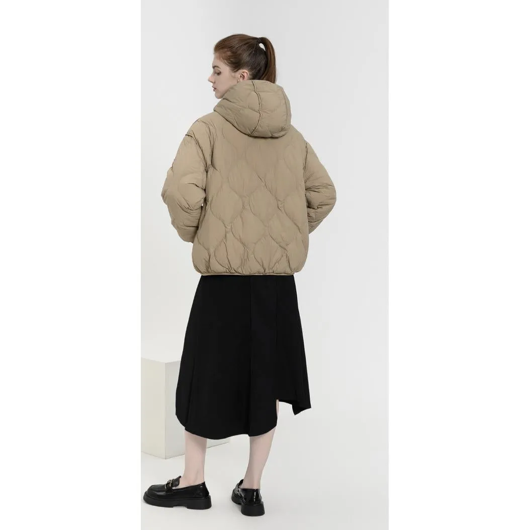 Cropped Quilted Hooded Down Jacket