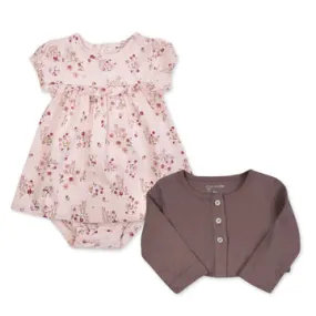 Deer Floral Dress and Cardigan Set