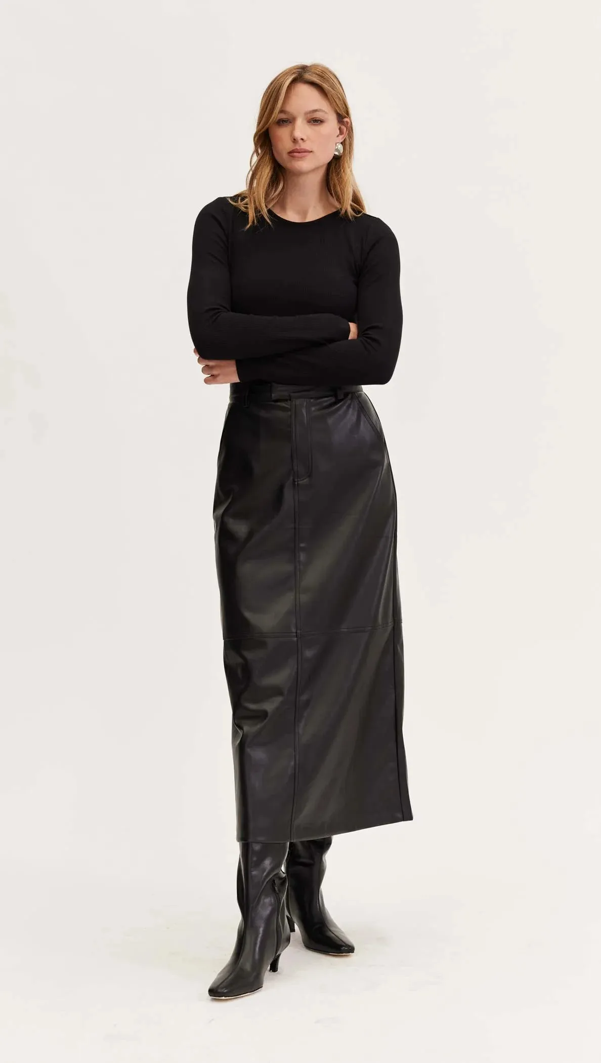Dylan Pu Column Skirt Black