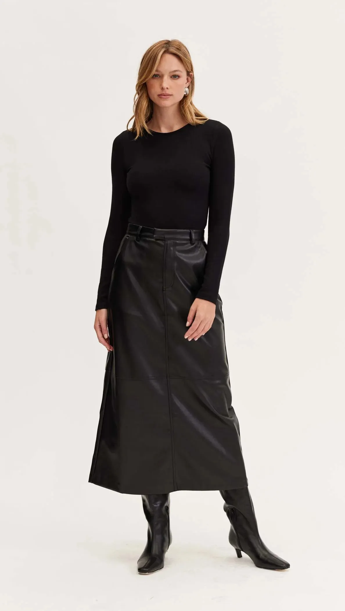 Dylan Pu Column Skirt Black