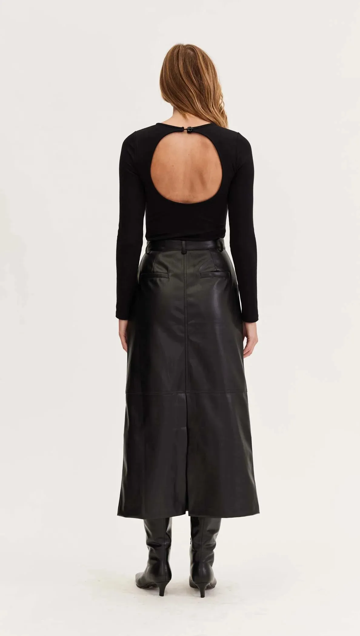 Dylan Pu Column Skirt Black