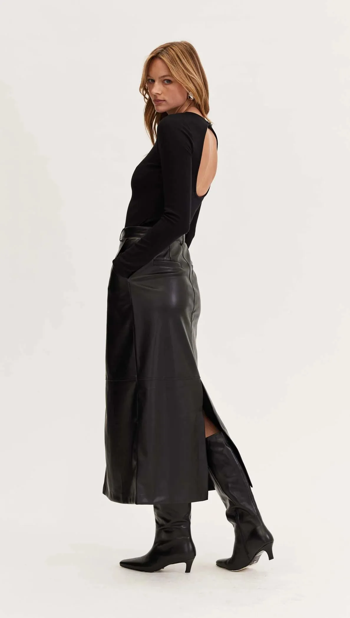 Dylan Pu Column Skirt Black