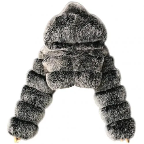 Faux Fur Cropped Hooded Short Jacket 6 Colors M-3XL