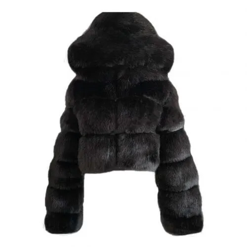 Faux Fur Cropped Hooded Short Jacket 6 Colors M-3XL