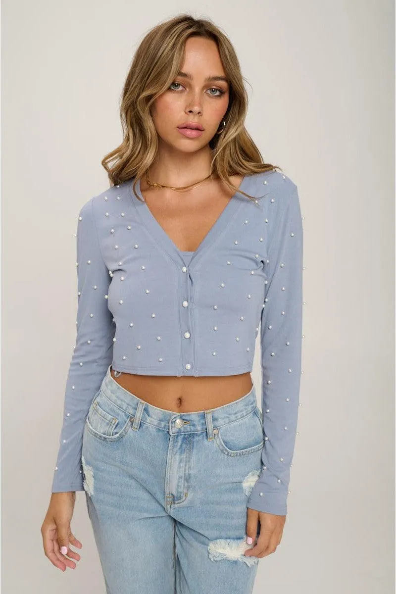Faux Pearl Crop Top