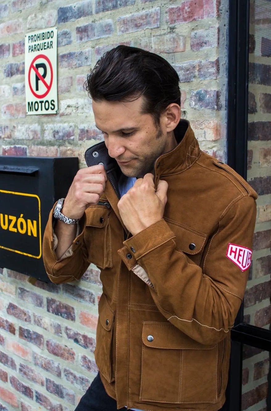 FIELD FR SH Leather Jacket Terra Brown  - Nubuck Suede - Mid-Length