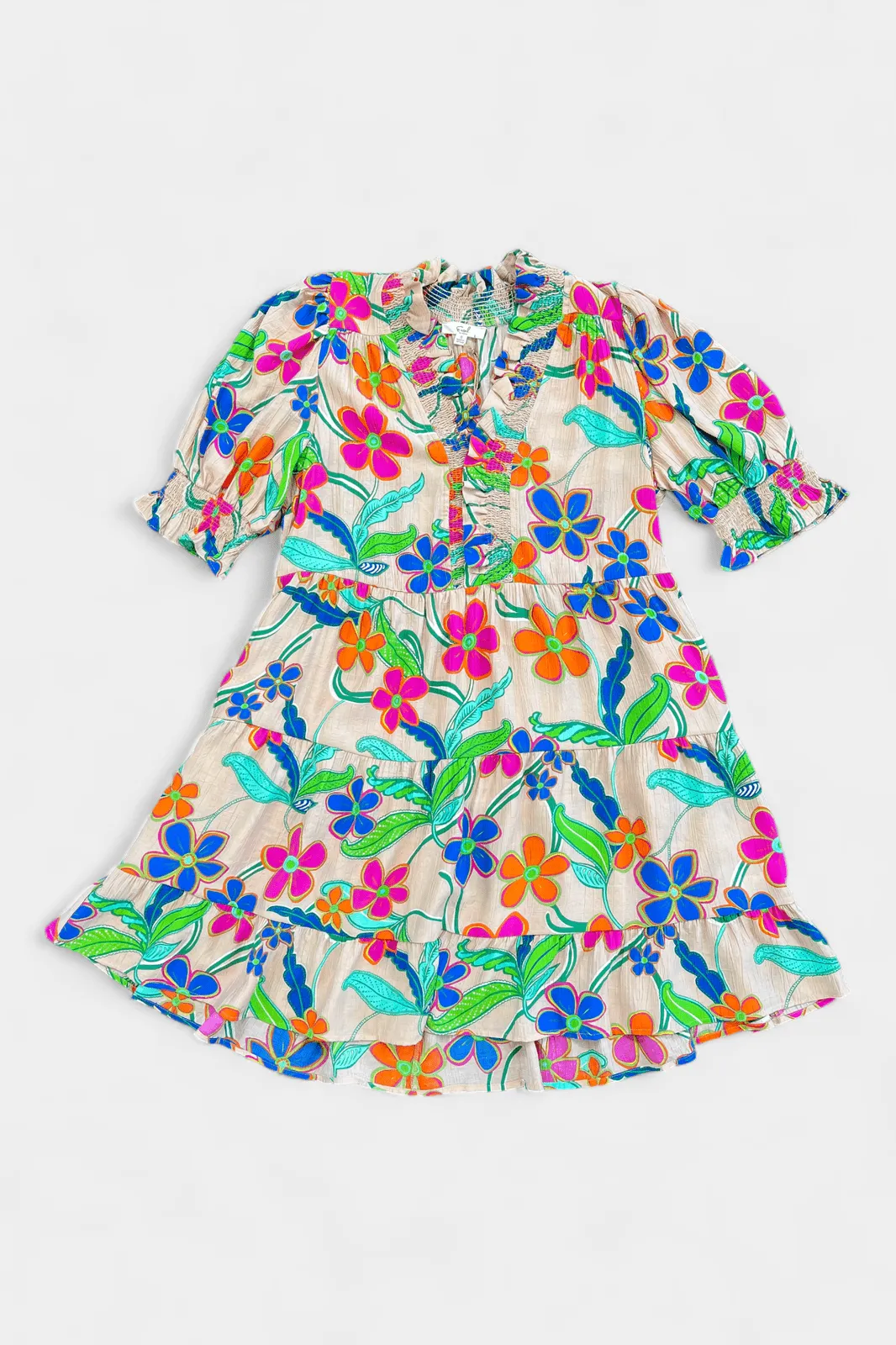 Floral Ruffle V-Neck Dress