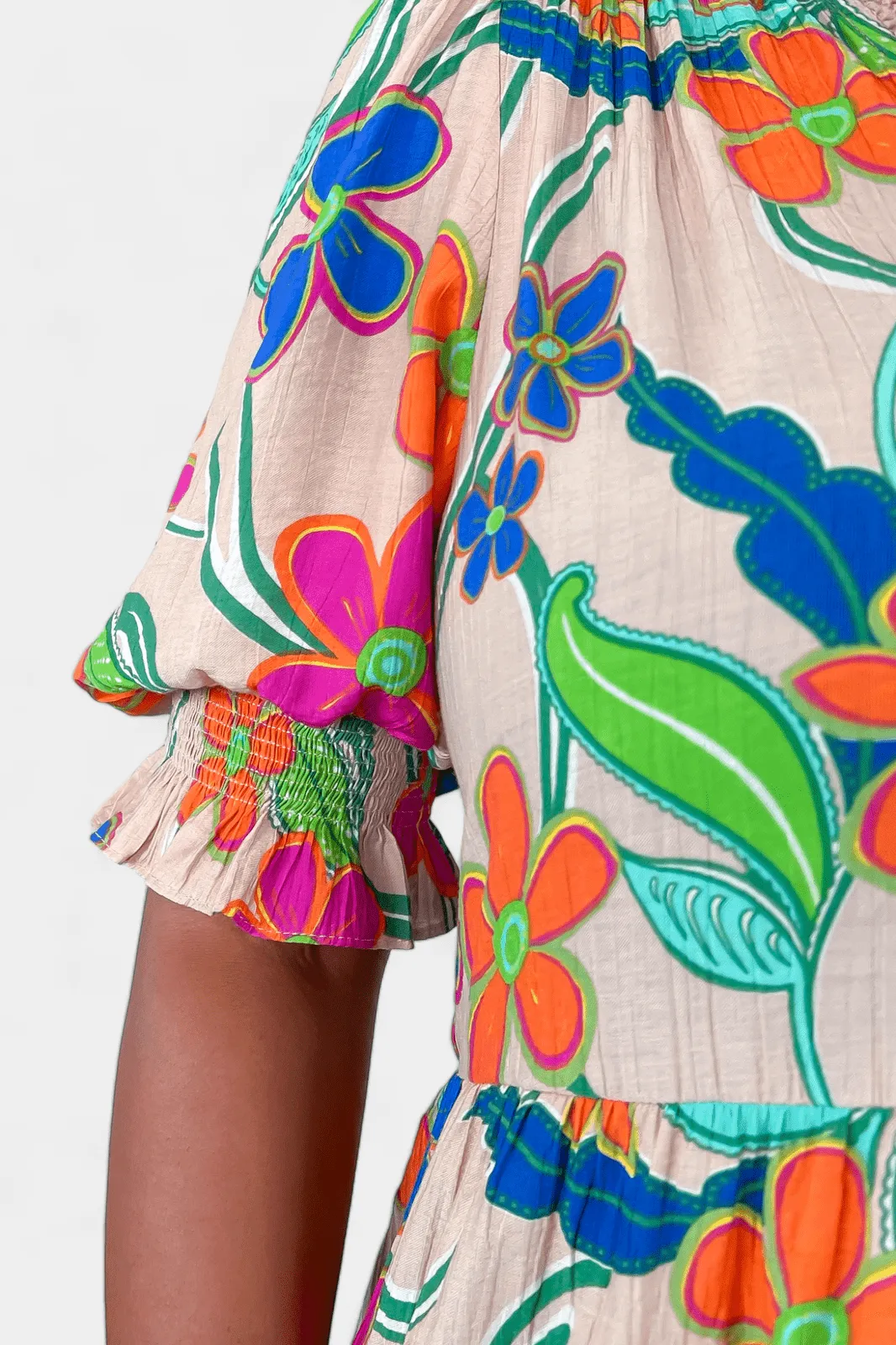 Floral Ruffle V-Neck Dress