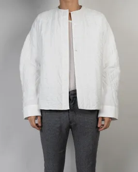 FW17 White Wool Quilted Mandarin Jacket