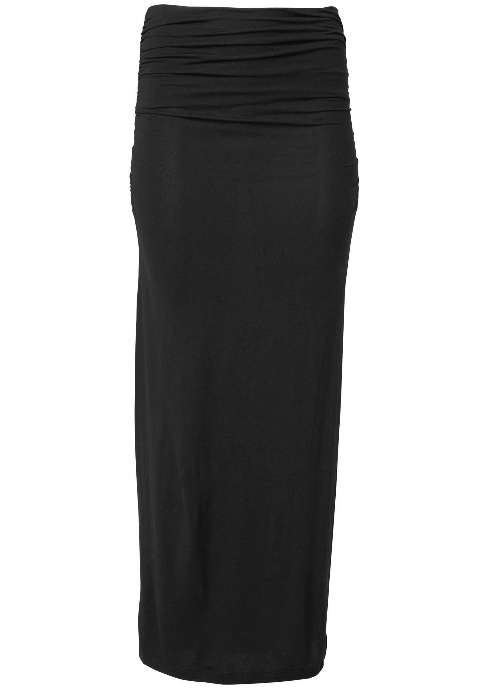 Gathered Waist Long Skirt - Black