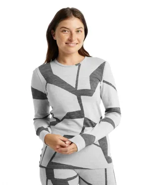 Ice Breaker Women's Merino 250 Vertex Long Sleeve Crew Thermal Top Fractured Landscapes