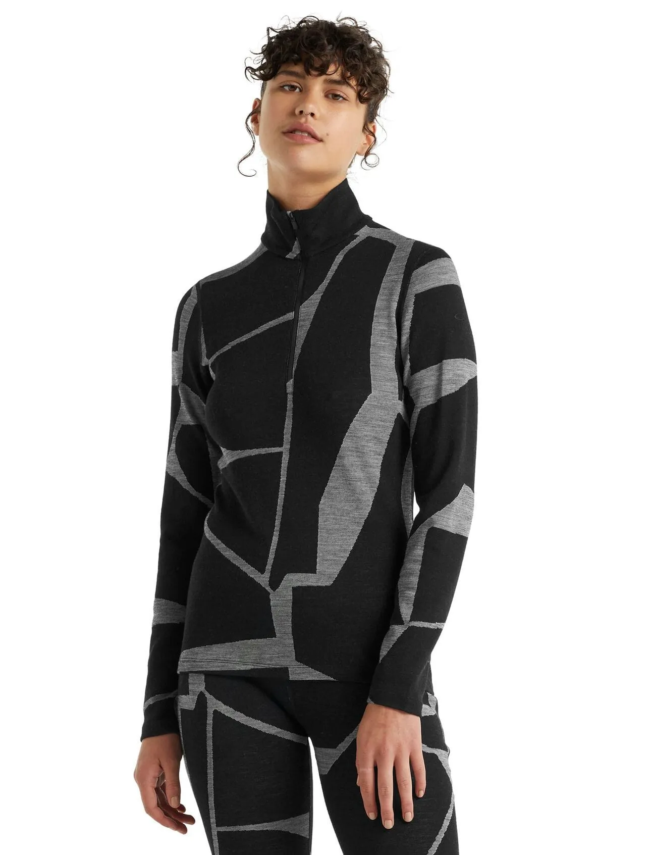 Ice Breaker Women's Merino 250 Vertex Long Sleeve1/2 Zip Thermal Top Fractured Landscapes