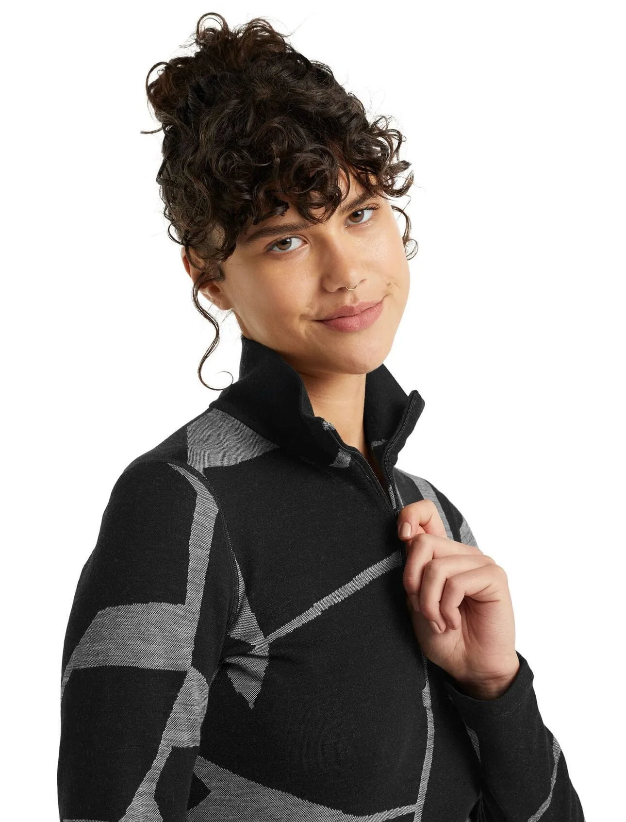 Ice Breaker Women's Merino 250 Vertex Long Sleeve1/2 Zip Thermal Top Fractured Landscapes