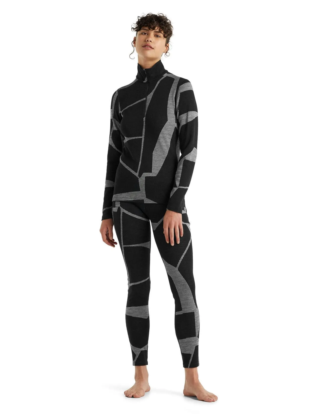 Ice Breaker Women's Merino 250 Vertex Long Sleeve1/2 Zip Thermal Top Fractured Landscapes
