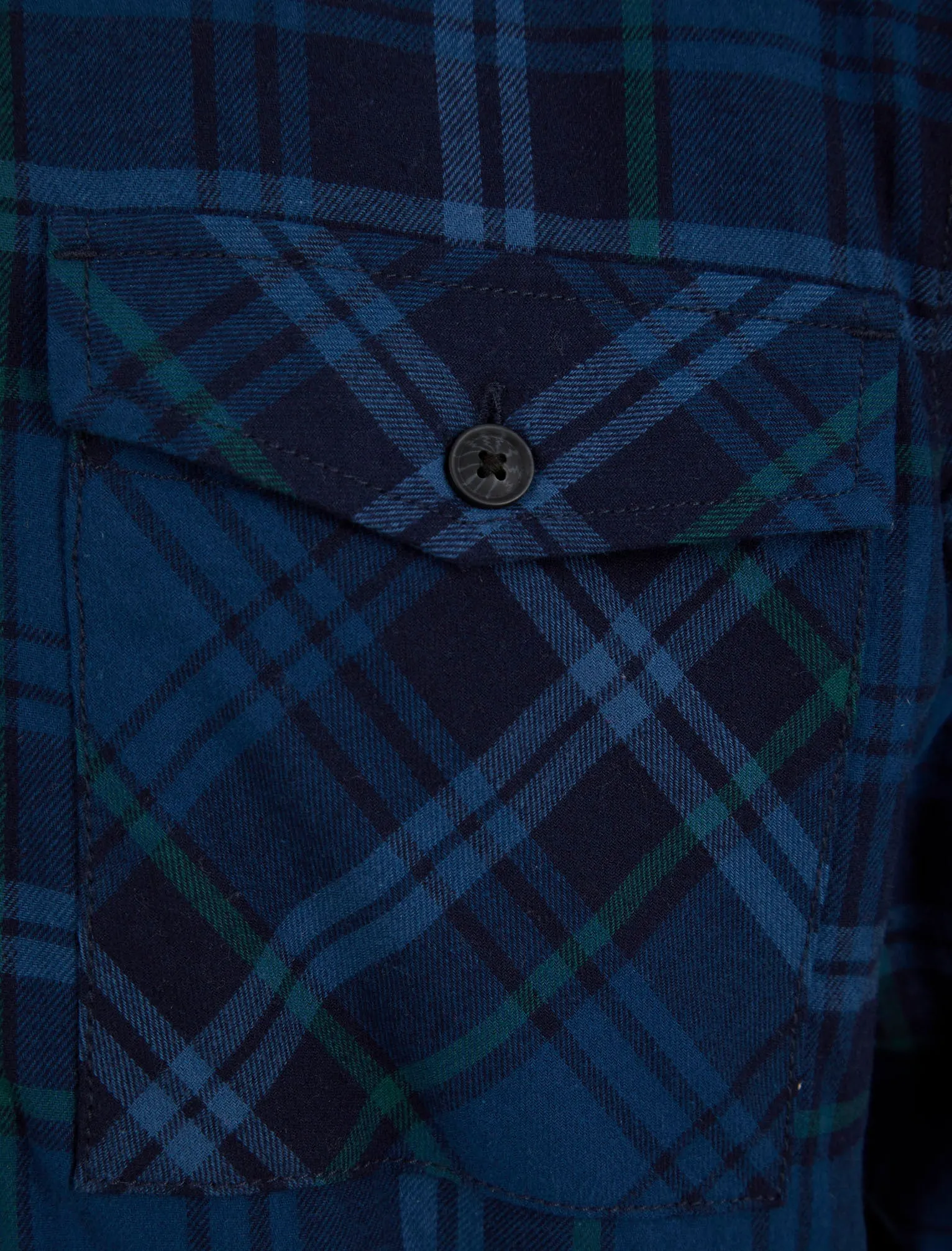 Kotka Borg Lined Cotton Flannel Checked Overshirt Jacket in Blue Check - Tokyo Laundry