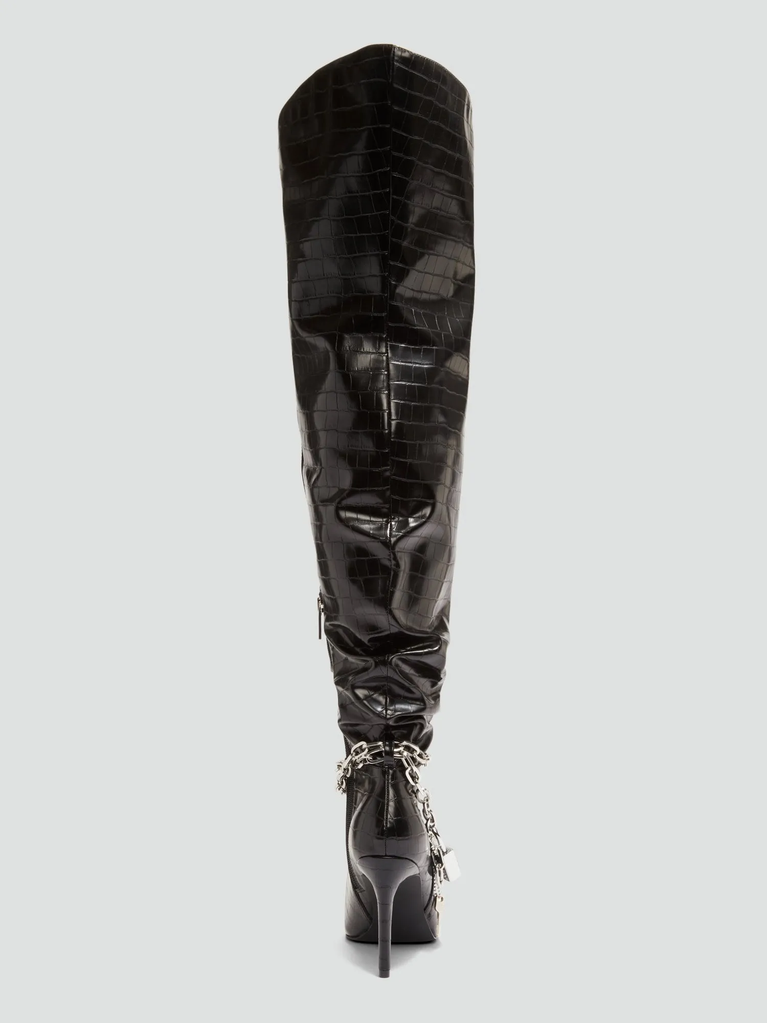 Labradorite Thigh-High Faux Croc Leather Boots - Nadia x FTF