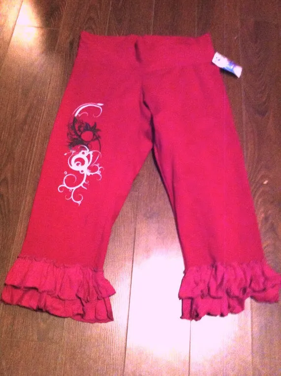 Ladies Ruffle Pants - Medium, Leggings, three quarter Tights, Boohoo, Burning Man, Belly Dance Costume,  Navigator Bloomers