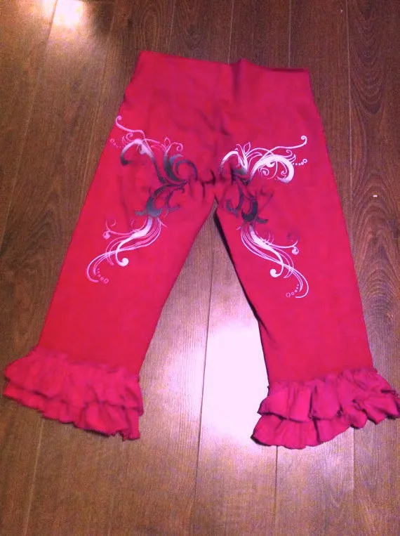 Ladies Ruffle Pants - Medium, Leggings, three quarter Tights, Boohoo, Burning Man, Belly Dance Costume,  Navigator Bloomers