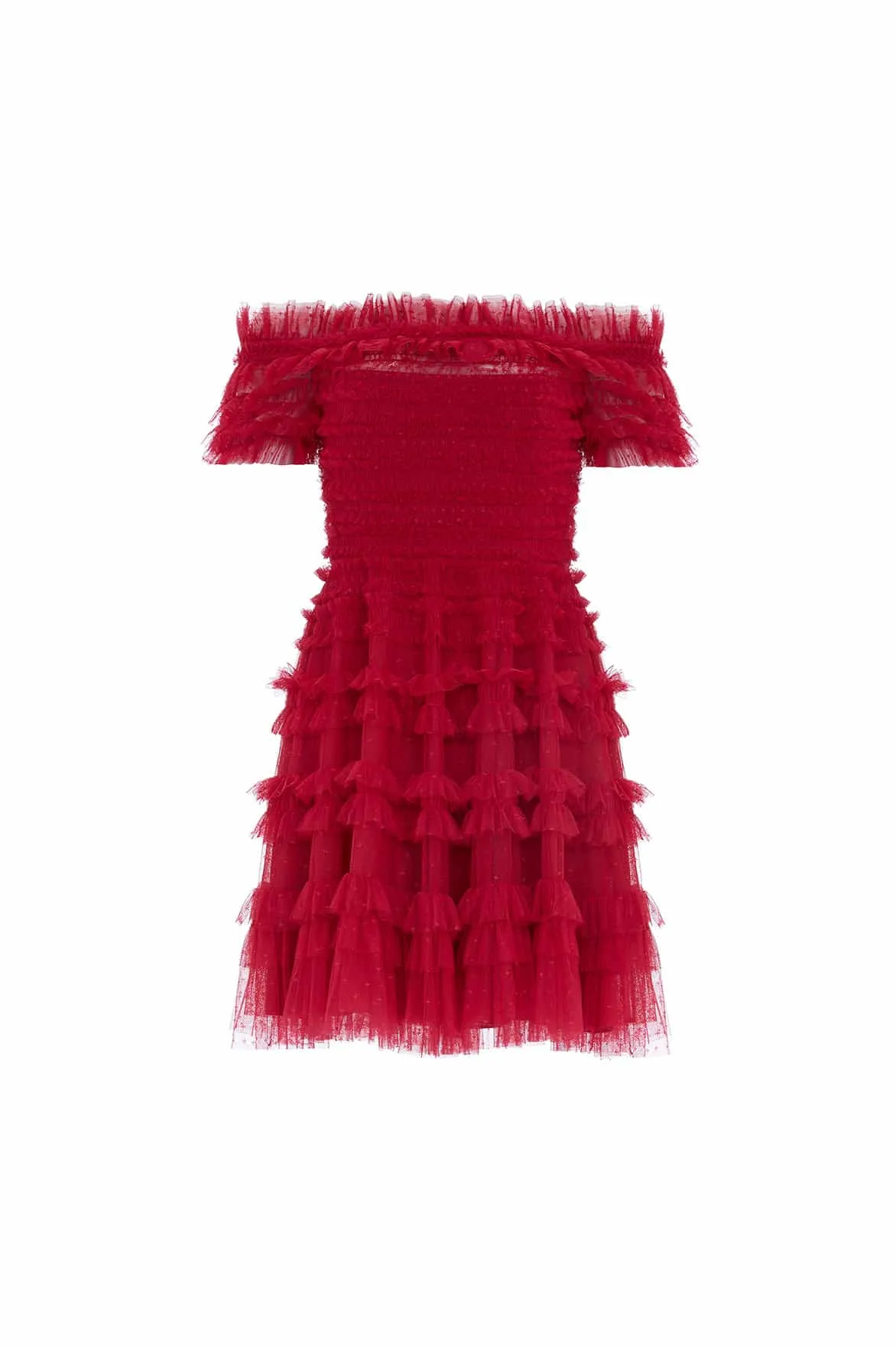 Lisette Ruffle Off Shoulder Micro Mini Dress
