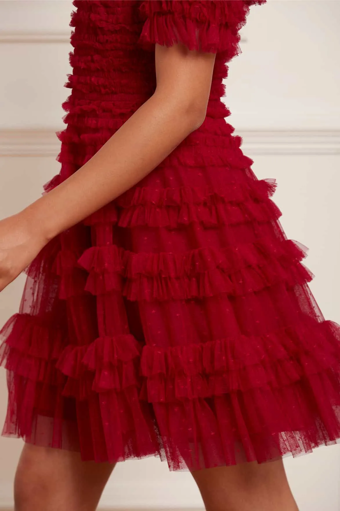 Lisette Ruffle Off Shoulder Micro Mini Dress
