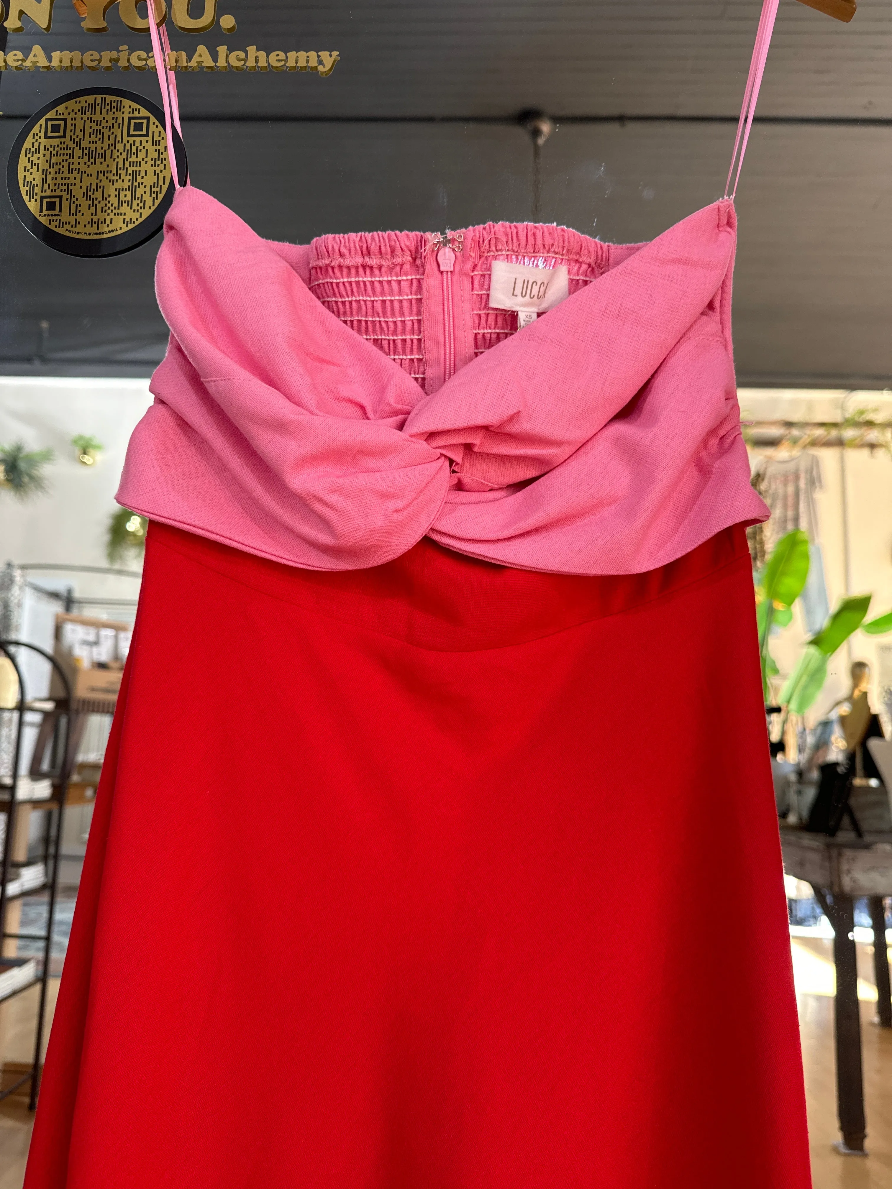 Lucca Strapless Pink and Red Dress Ks Boutique