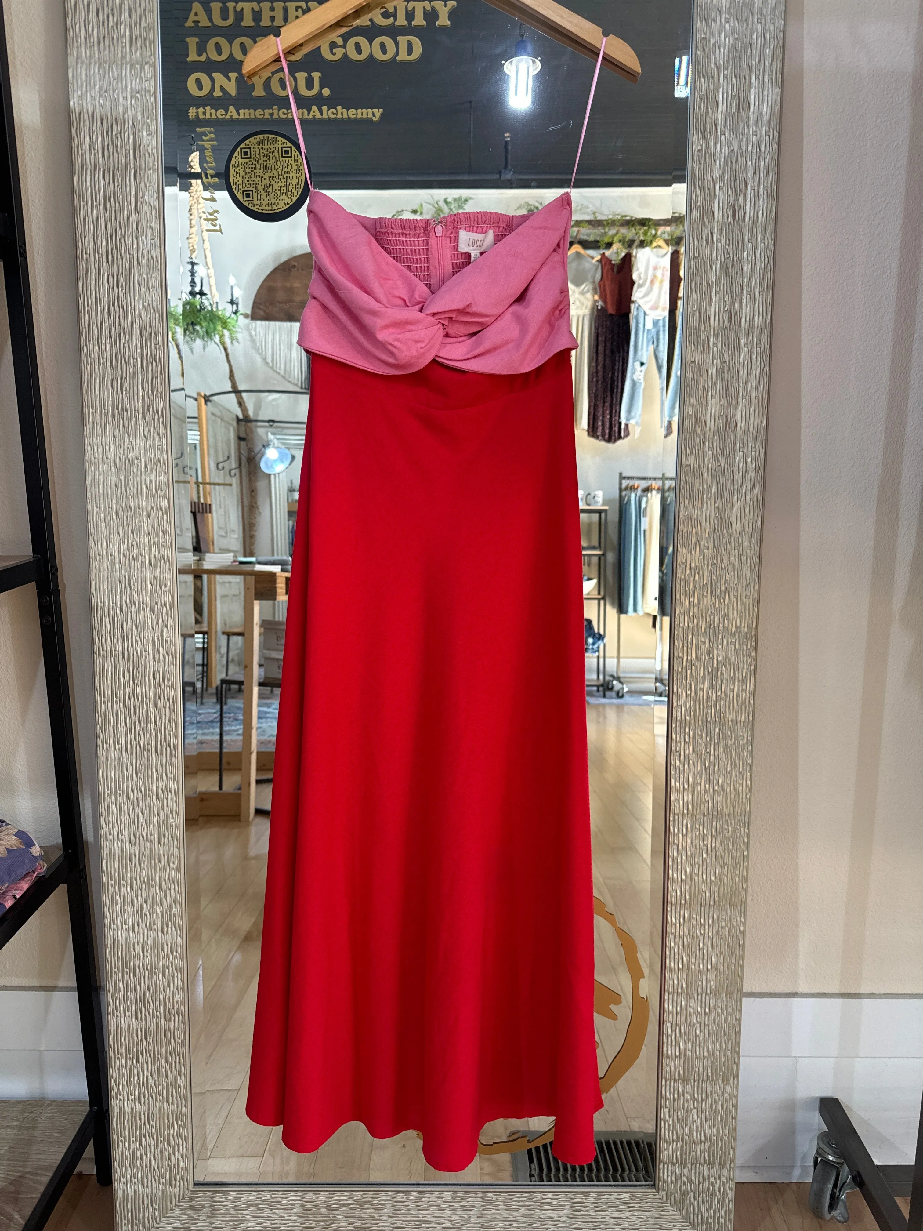 Lucca Strapless Pink and Red Dress Ks Boutique