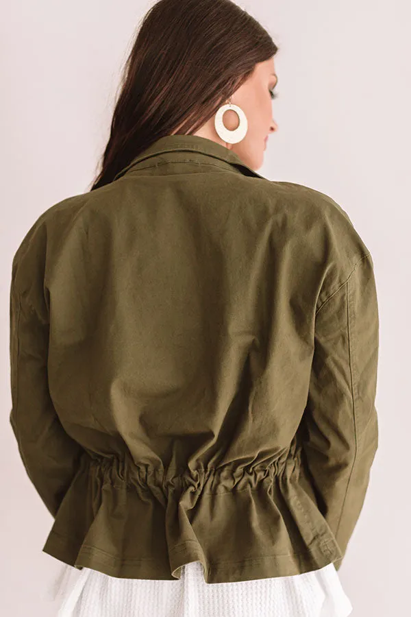 Meet Me In Central Park Light Weight Jacket In Army Green
