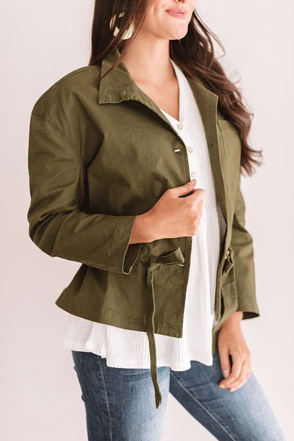 Meet Me In Central Park Light Weight Jacket In Army Green