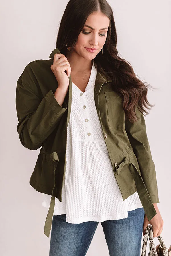 Meet Me In Central Park Light Weight Jacket In Army Green