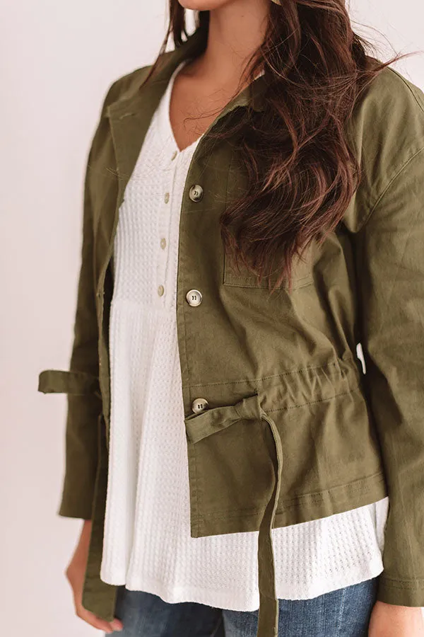 Meet Me In Central Park Light Weight Jacket In Army Green