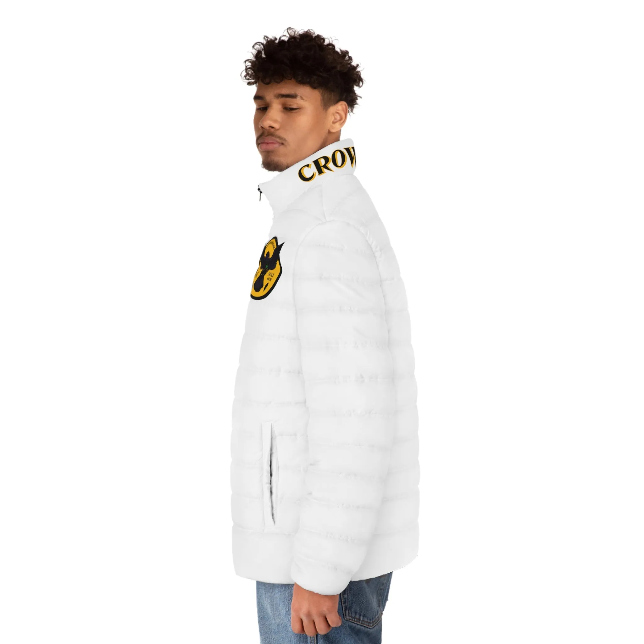 Men's CROWGODSHI 2nd GEN Puffer Jacket, WHITE W/ GOLD LOGO