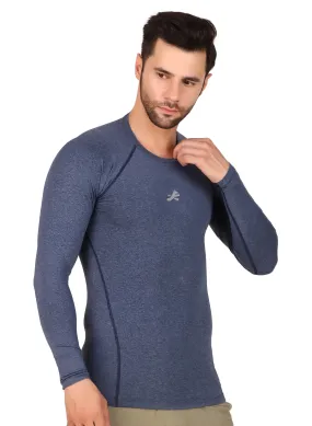 Men's Nylon Compression Tshirt Full Sleeve Tights (Denim Melange)