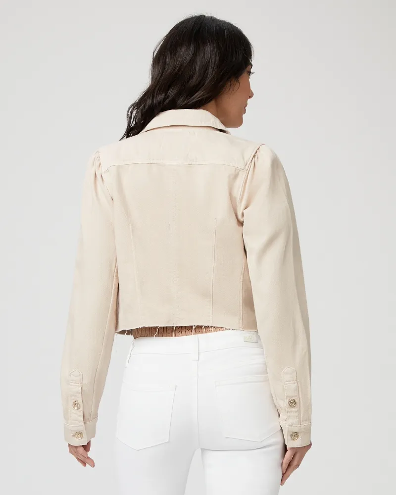Paige - Cropped Pacey Denim Jacket in Soft Beige
