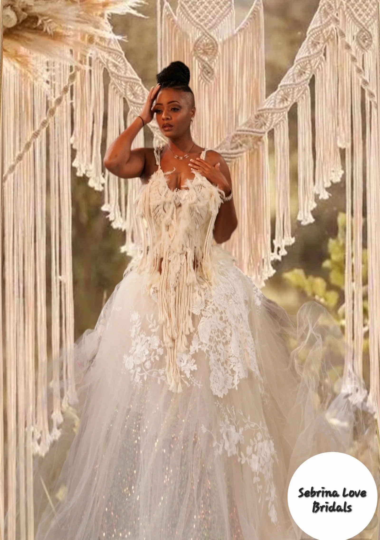 "ALYSHA" Ivory Macrame, Tulle & Lace Wedding Ballgown Set