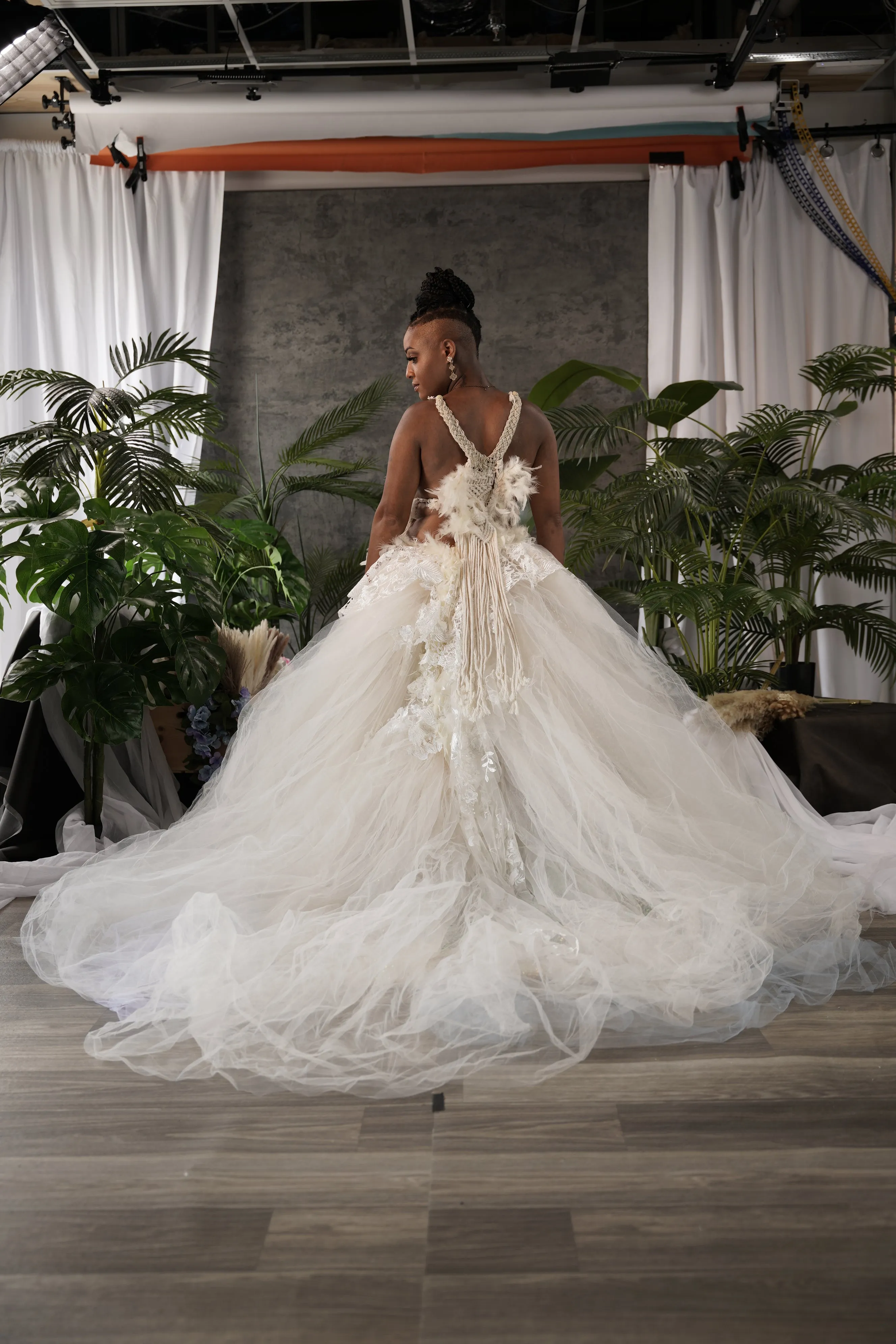 "ALYSHA" Ivory Macrame, Tulle & Lace Wedding Ballgown Set