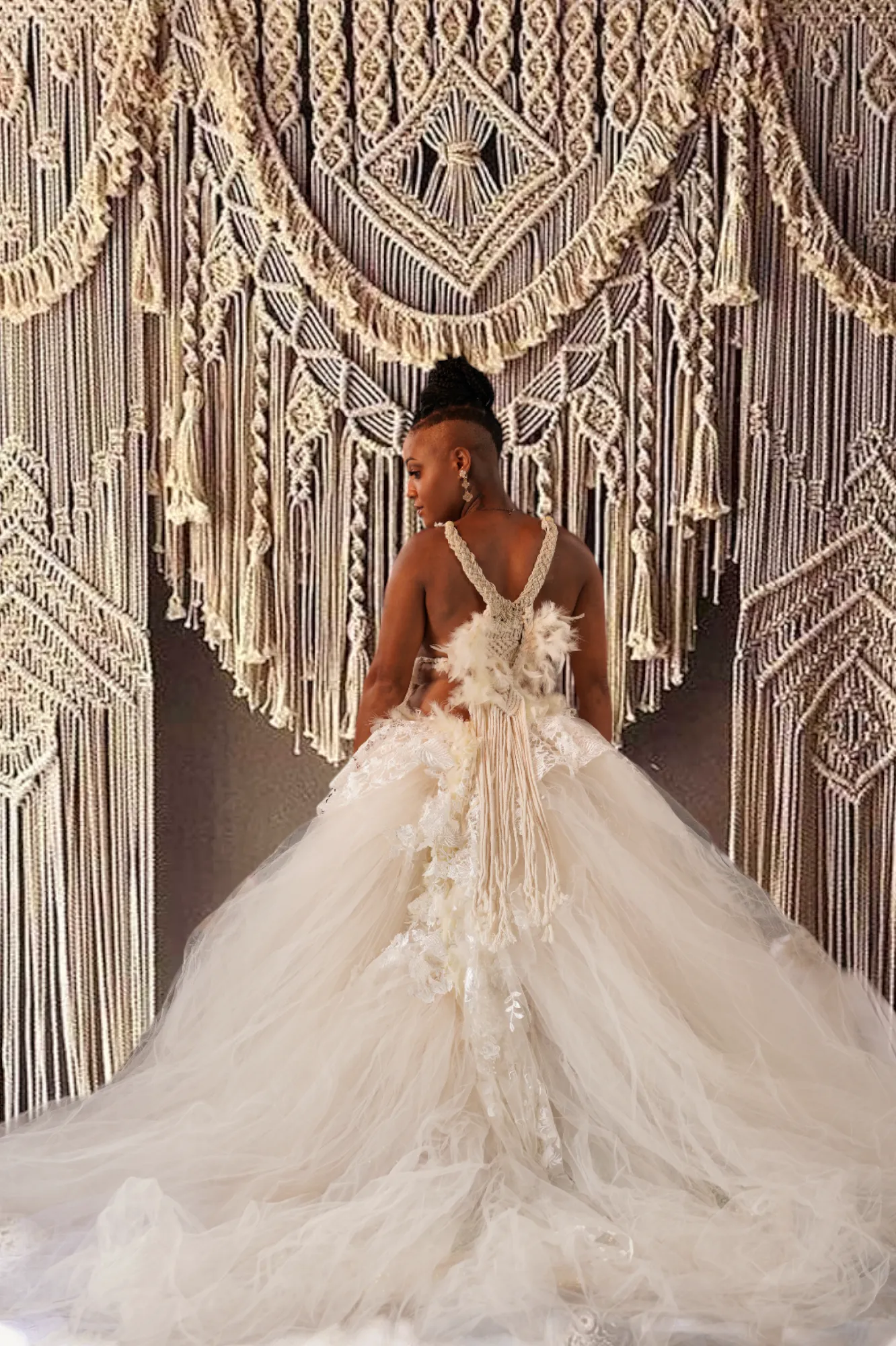 "ALYSHA" Ivory Macrame, Tulle & Lace Wedding Ballgown Set