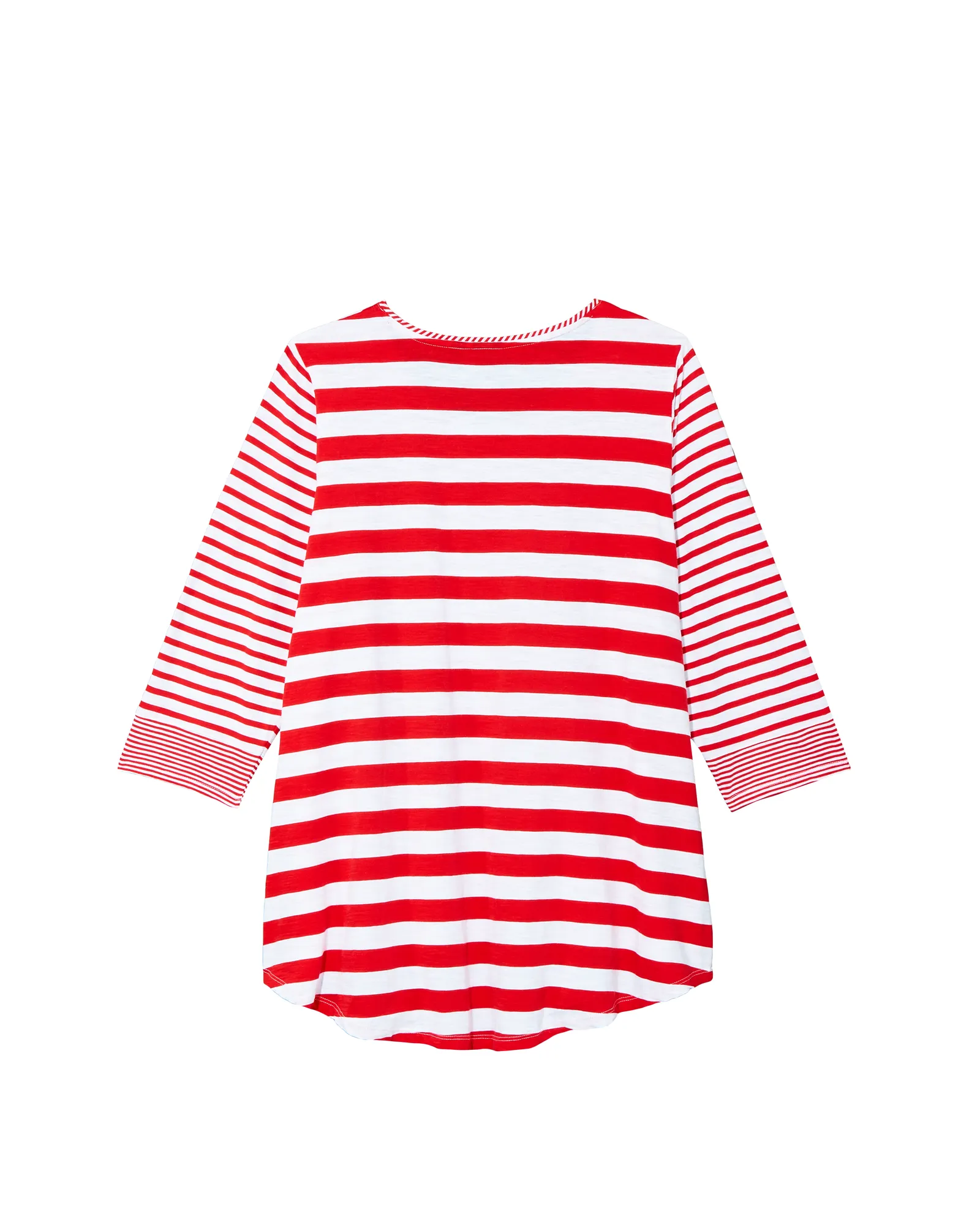 Rachel Crew Neck Cotton Stripe Top | Red / White