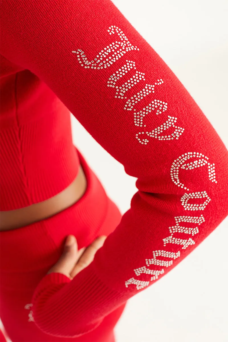 Side Bling Knit Cropped Jacket