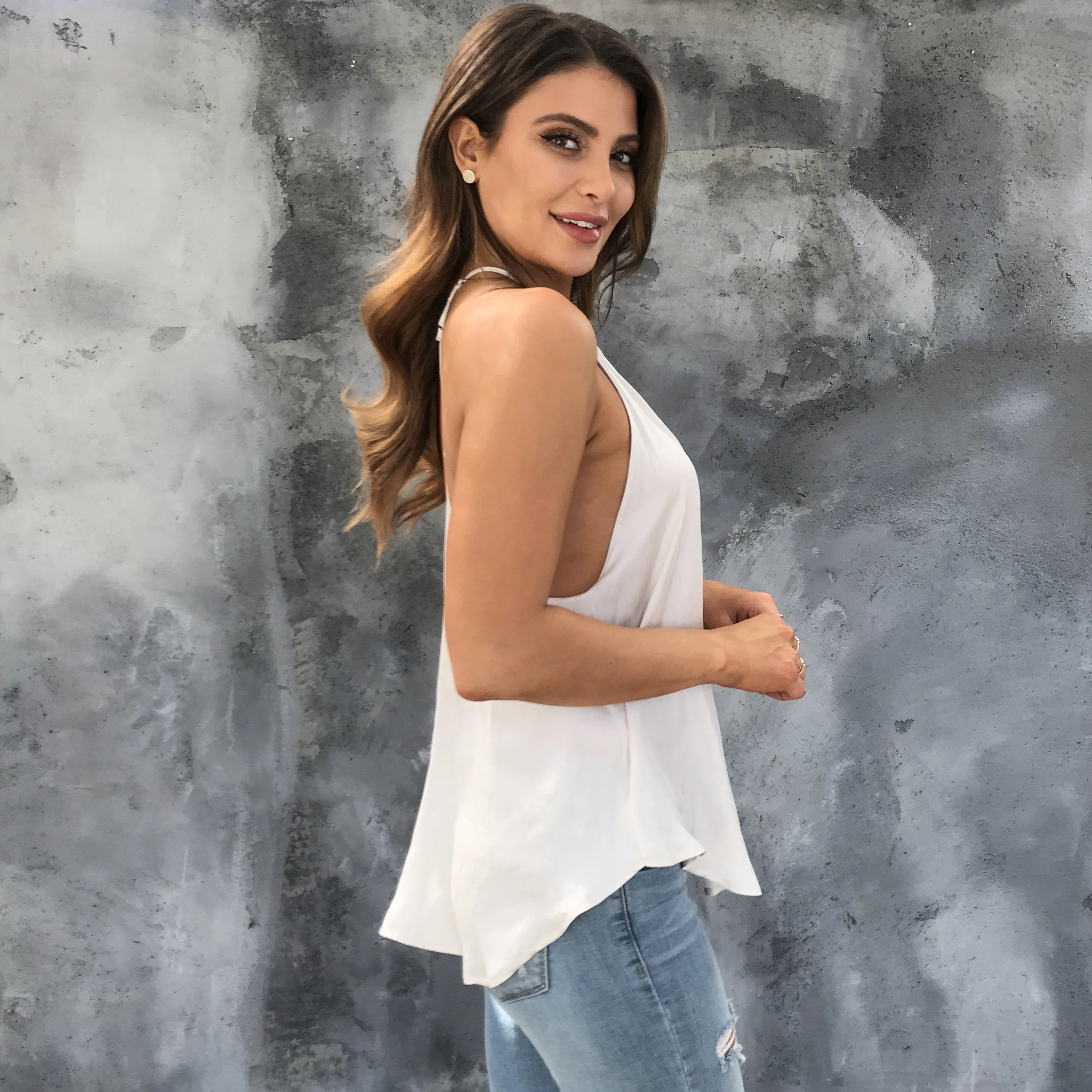 Silk and Champagne Tank Blouse