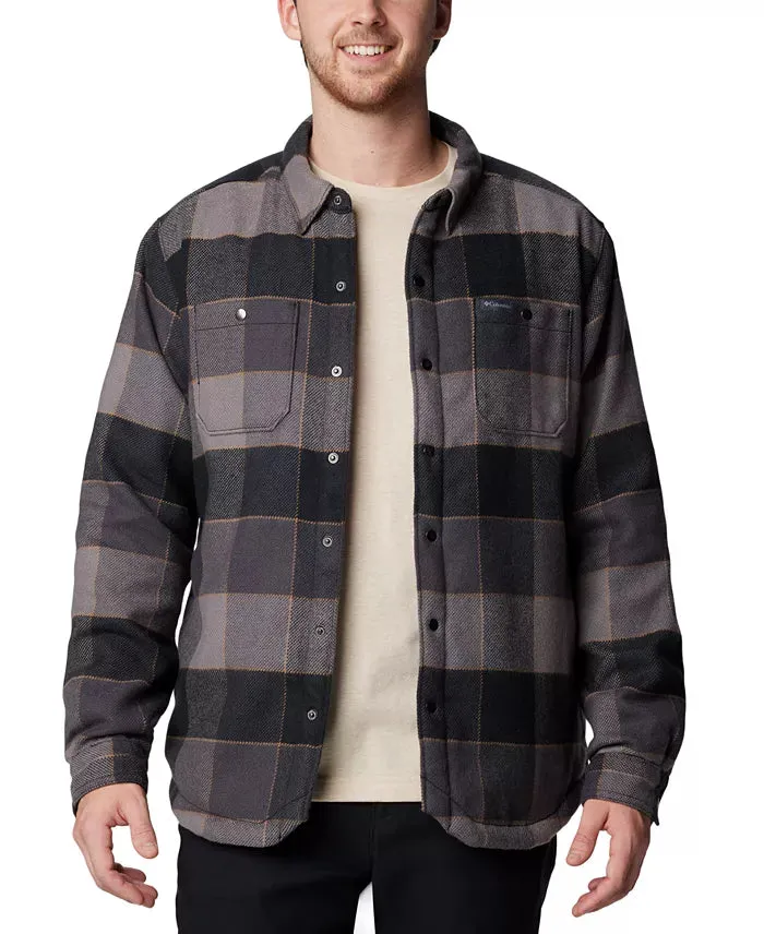 Snap Front Sherpa Shirt Jacket Brown Navajo Strope