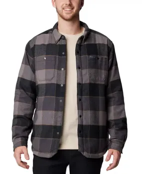 Snap Front Sherpa Shirt Jacket Brown Navajo Strope