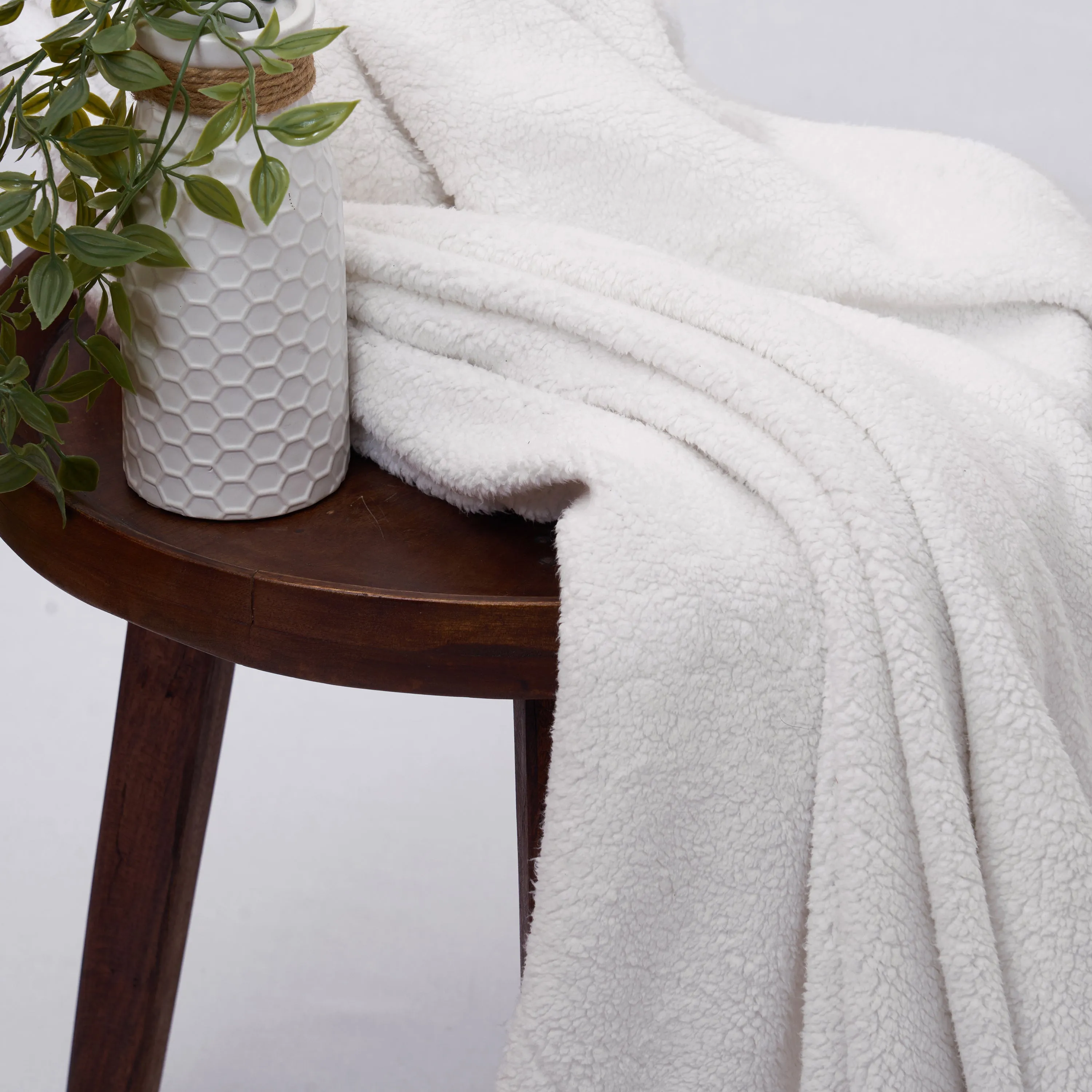 Snow white colour PARKA faux fur Throw blanket, 50X60 inches