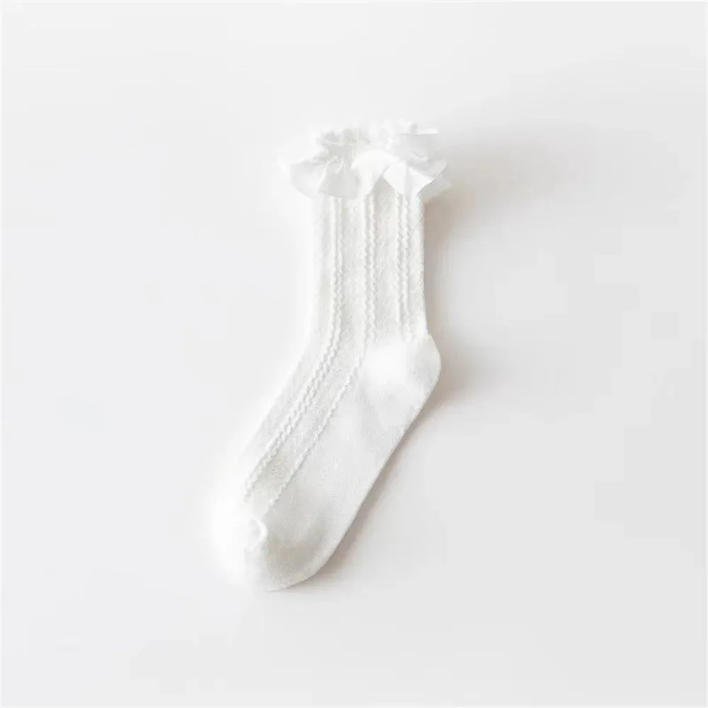 Sohiwoo 1 Pair Woman Lace Short Trend Sweet Socks Japanese Maiden Lovely Ruffle Cotton Lolita Style Princess Socks Y2k Leg Warmers Set