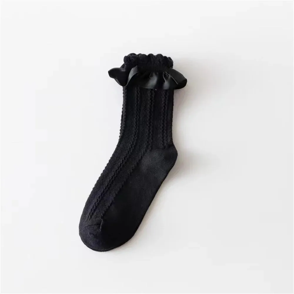 Sohiwoo 1 Pair Woman Lace Short Trend Sweet Socks Japanese Maiden Lovely Ruffle Cotton Lolita Style Princess Socks Y2k Leg Warmers Set