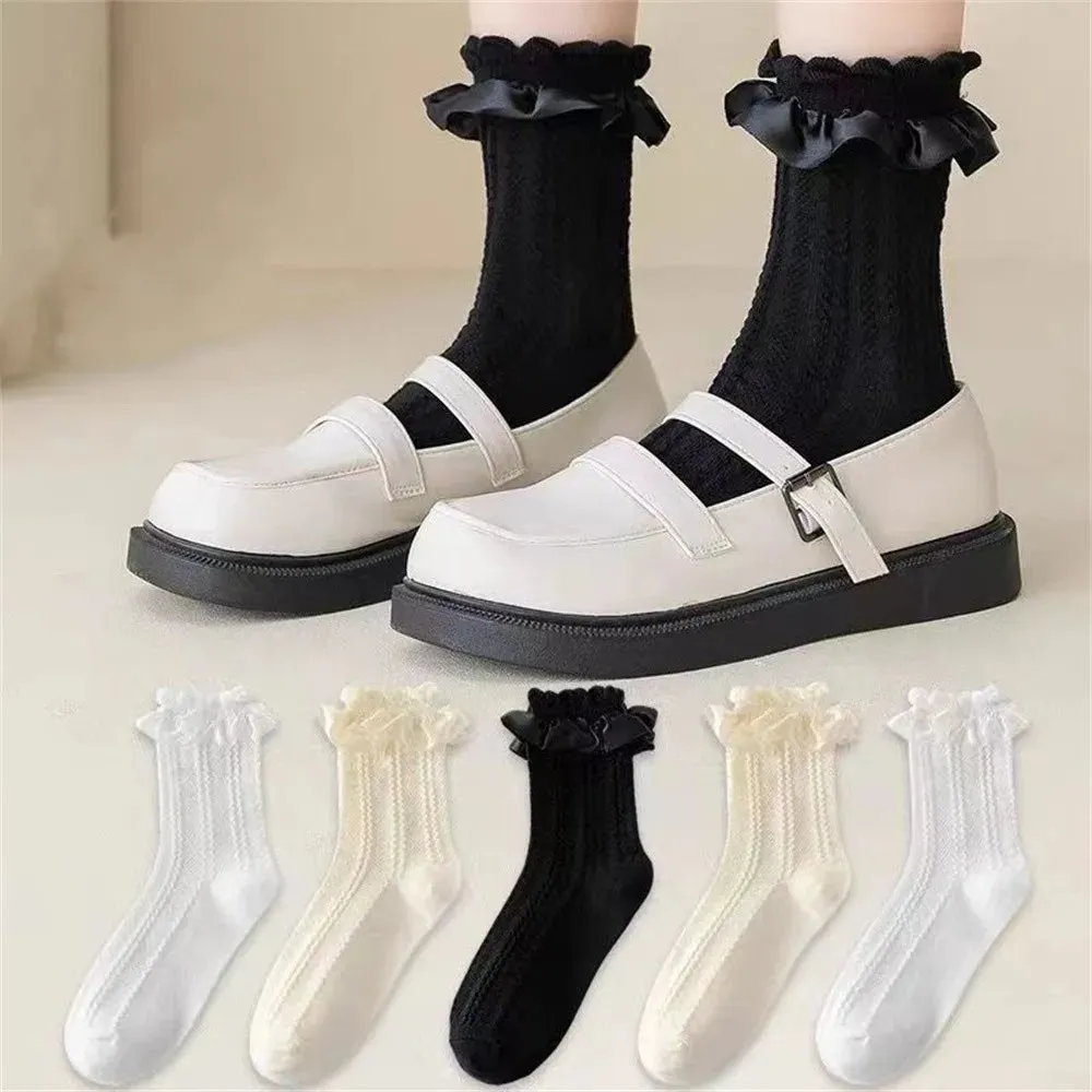 Sohiwoo 1 Pair Woman Lace Short Trend Sweet Socks Japanese Maiden Lovely Ruffle Cotton Lolita Style Princess Socks Y2k Leg Warmers Set