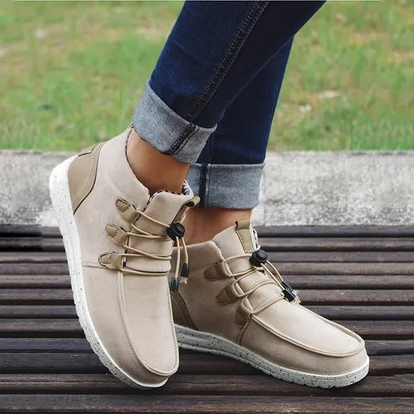 Sohiwoo  Women Casual Laced Front Ankle Boots