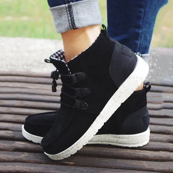 Sohiwoo  Women Casual Laced Front Ankle Boots