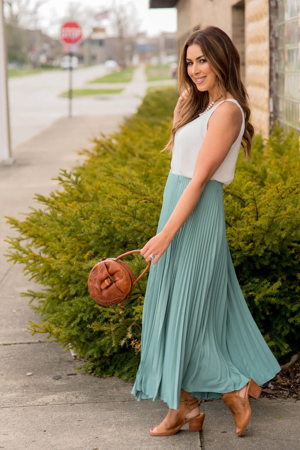 Solid Accordion Maxi Skirt