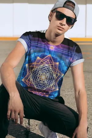 Sri Yantra 3D Sacred Geometry Octane Colorful Symmetrical Sublimation-Digital AI Art T-Shirt for Street or Festival Wear Sri Yantra 3D Sacred Geometry Octane Colorful Symmetrical Sublimation-Digital AI Art T-Shirt for Street or Festival Wear